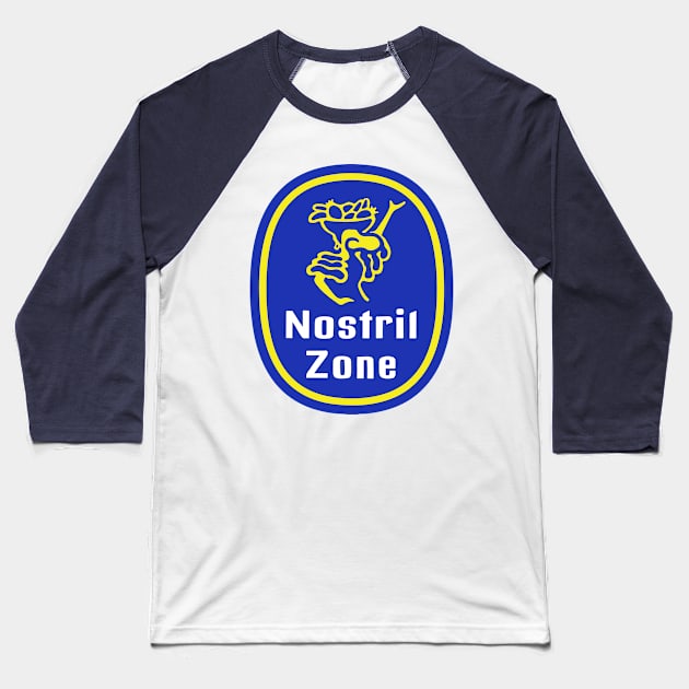 Banana Sticker Nostril Zone Baseball T-Shirt by LittleCozyNostril